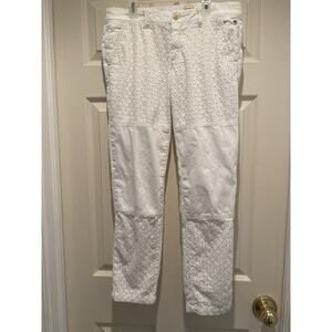 Pilcro and the Letterpress Embroidered Eyelet White Hyphen Jeans Pants Size 28
